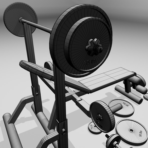 3d realistic exercise machine bench press - Workout Bench by Working Lens Productions